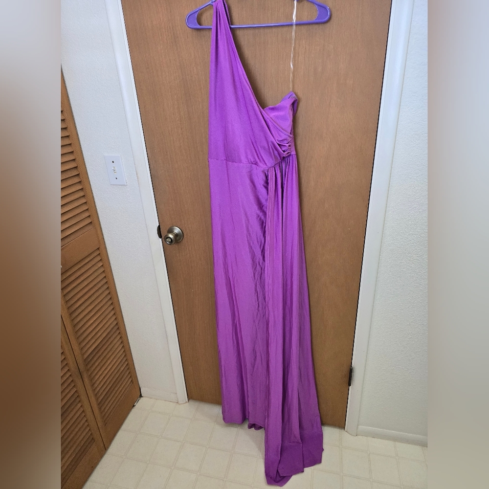Faeriesty Purple One Shoulder Sleeveless Gown